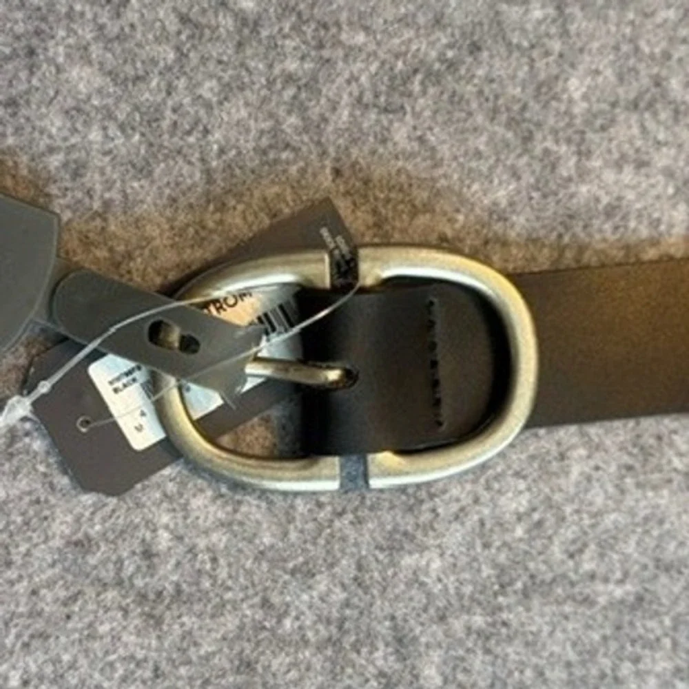 Melrose and Market Trouser Belt Womens Size M Black NWT Leather Double D Ring